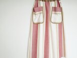 コットンリネンレーヨン ツイル・ワイドストライプ・フロントポケットスカートの画像