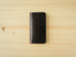 牛革 iPhone 12 mini カバー  ヌメ革  レザーケース  手帳型  ブラックカラーの画像