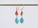 Turquoise and coral earring [OP804]の画像
