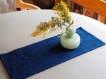 武州正藍染　テーブルランナー　長方形　二重刺子　濃紺の画像