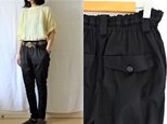 【受注制作】黒/コットンヘンプ サテンストレッチ すらりパンツの画像