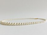 【再販】ガラスパールグラデーションネックレス/4x8mm約42cm+5cm/クリーム/G/日本製の画像