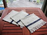 手織ティーマット(ランチョンマットA)　　綿とリネン、26.5cm×53cm(房を含む)の画像