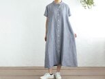 リネン 2way半袖シャツワンピース （シャンブレーネイビー）