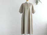 リネンランタンスリーブ タックワイドワンピース （ベージュ）