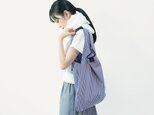 ★限定1点製作作品★ リュクスなギンガムエコバッグ チェック なす紺 白 ギンガムチェック ●MARE-NAVY-M●の画像