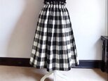 ふんわりブロックチェック◇コットン100％◇黒×オフホワイト