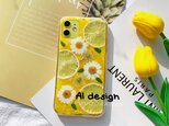 夏の花♡押しフルーツ　レモン✨ドライフルーツ スマホケース✨ハンドメイド