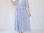 コットンストライプ♡半袖カシュクールワンピース・着回し力