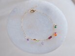 ávexti bracelet：天然石ブレスレット　レッドガーネット×ルビー×アメジスト×ルビー×オプシディアンの画像