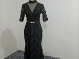 高品質！ パーティードレス 黒 マーメイドライン 優雅なシルエット 細見えシルエ