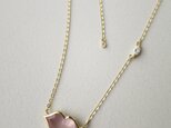Ｋ18 Rose quartz・Diamond Lip Necklaceの画像