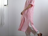 【wafu 見習い製作品】スリットワンピ シャンブレー リネン #training /ピンク a032k-pik1の画像
