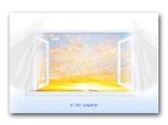 「朝だから窓、開けるよー」 朝日 空 ほっこり癒しのイラストポストカード2枚組No.1411の画像