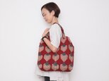 Hand block print kinchaku bag / ichigoの画像