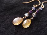 送料無料【K14gf】イエローサファイアのロングピアス／sapphire×tanzanite×amethyst・・・