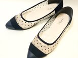 「SALE 5,480円→3,480円」歩き易い！2cmヒールパンプス(ドットチュール × ダブルブラック)