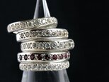 Nine brown diamonds silver ring -undulations- #10の画像