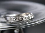 Nine white sapphires silver ring -undulations- #10.5の画像