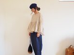 French linen canvas gather blouse(Long sleeve)の画像