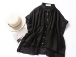 ★サンプルセール　3点のみ★大人のお洒落風合いリネン トップス 半袖 リネン ギャザー 薄手 無地 190712-3