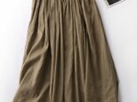 ★サンプルセール　1点のみ★着回しふわさらロングスカート　裏地つき　リネンスカート　カーキ190713-1