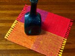 手織り　カラーリネンのリバーシブルミニマット（№１０）の画像