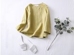 ★サンプルセール　1点のみ★Mサイズ　何枚も欲しい！洗練されたシンプルリネンブラウス　Tシャツ　8分袖　210405-13