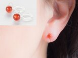 カーネリアンのシンプルひとつぶイヤリング(ノンホールピアス)