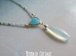 海の女神☆Water Drop Chalcedony Necklace *14kgf*の画像