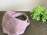 ターバン　ヘアバンド　ベルギーリネン（モーヴ×花柄