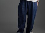 【wafu】Linen denim pants　デニムバギーパンツ 男女兼用　/インディゴ b011b-ind3の画像