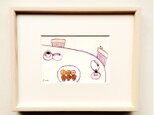 原画「おやつの時間」 ※木製額縁入り(インチサイズ)水彩・文鳥・イラスト・送料無料