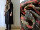 【完成品】チェック柄 ボイルリネンガーゼ 大判ストールの画像