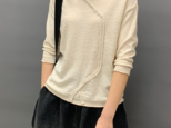 秋冬 セーターTシャツ 亜麻 プルオーバーボトムスシャツ 七分袖 レトロ セーター ニット レディース トップス 通学 通勤