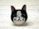 猫(ハチワレ)|帯留め|銀製の画像