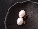 【K14gf】大粒バロックパールのピアス13mm／Baroque pearl