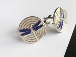 とんぼ 【藍 Blue】七宝焼のカフスボタン カフリンクス  丹銅メタル七宝の画像