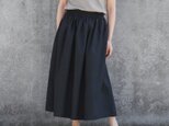 コットンリネン ギャザースカート（ブラック）リネン ロング マキシの画像