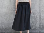 コットンリネン ギャザースカート（ブラック）リネン ロング マキシの画像