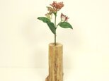 【温泉流木】赤茶に染まる枝跡がかわいい流木一輪挿し・花器001 花瓶 流木インテリアの画像