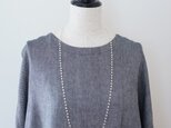 long necklace silk 淡水パール ベージュの画像