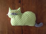 再販 >> " Stickitten" kitten loaf USAコットン／Diagonal Stripes グリーンの画像