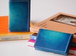 【手縫い】レザー名刺入れ　ヌメ革仕様　青　ＢＬ　【海の色】の画像