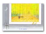 「静秋葉奏」　銀杏　チェロ　ほっこり癒しのイラストポストカード2枚組No.1444の画像