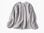 ニュアンス溢れる存在感　ストライプブラウス　ボリュームたっぷり　リネン100％　211004-2