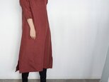【wafu 入門編】Linen Dress スリットワンピース / 蘇芳(すおう) a065g-suh1の画像