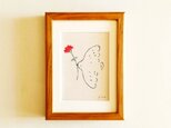 原画 「幸せを運ぶ（カーネーション）」※2Lサイズ木製額縁入り　・イラスト・インテリアアート・ドローイング・母の日・送料無料