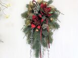 【送料割引】クリスマス スワッグ ポインセチア（ワイン） アーティフィシャルフラワーの画像