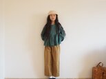 French linen canvas gather blouse(Long sleeve)/4(140~155cm)sizeの画像